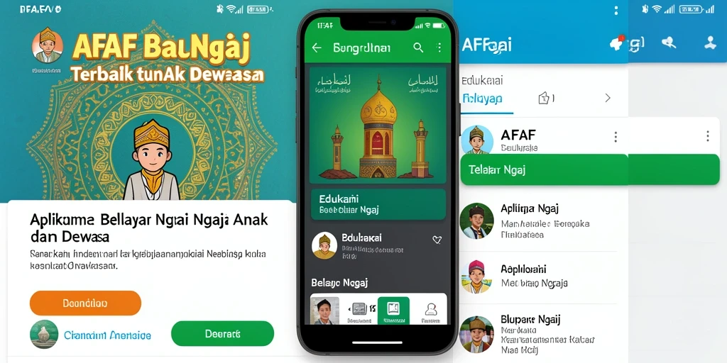 Antarmuka aplikasi AFAF untuk belajar ngaji yang menarik.