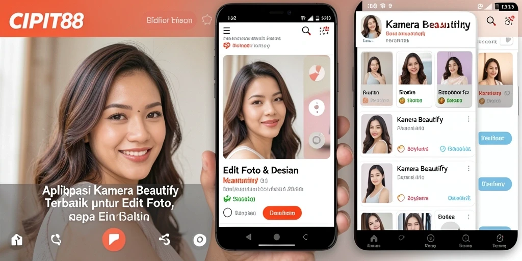 Antarmuka aplikasi CIPIT88 yang menawan untuk edit foto.