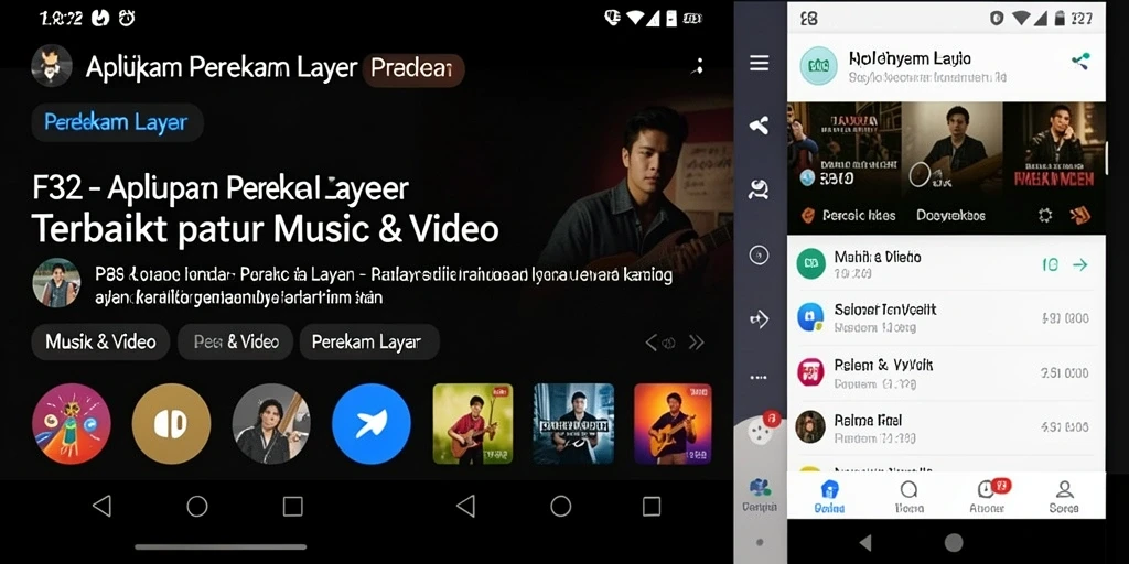 Antarmuka F32 menampilkan semua fungsi perekaman layar yang mudah diakses.
