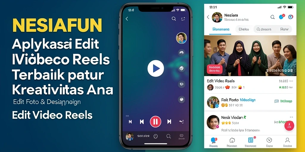 Antarmuka aplikasi NESIAFUN dengan fitur edit video reels yang menarik.