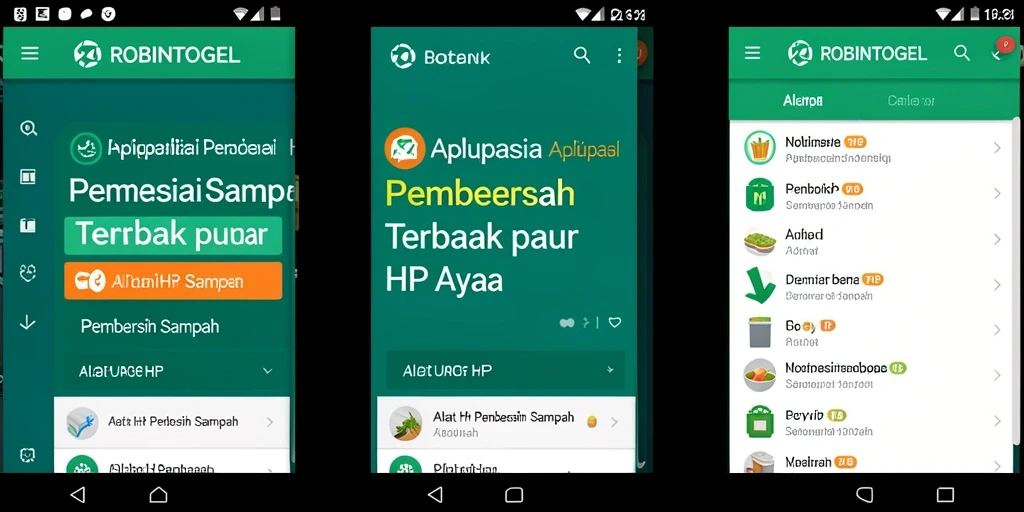 Tampilan antarmuka aplikasi ROBINTOGEL untuk pembersihan sampah