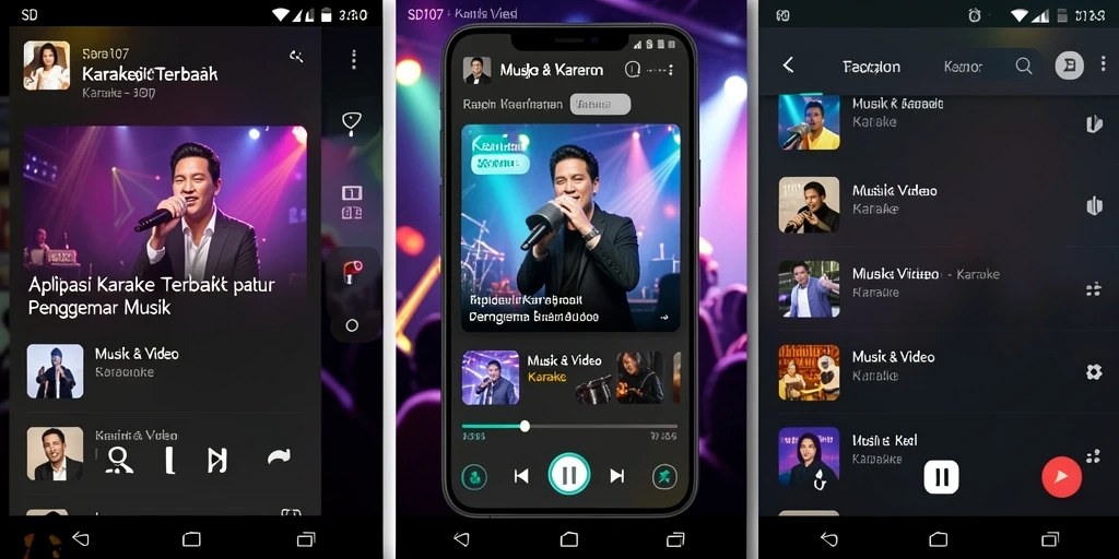 Antarmuka aplikasi SD107 dengan fitur Karaoke menarik dan menyenangkan.