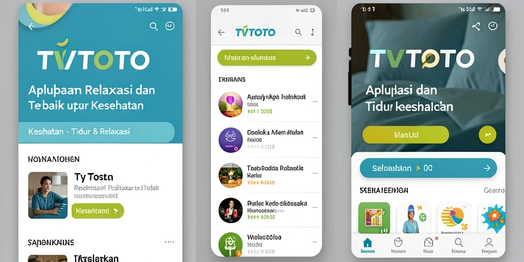 Antarmuka aplikasi TVTOTO untuk tidur dan relaksasi yang menenangkan.